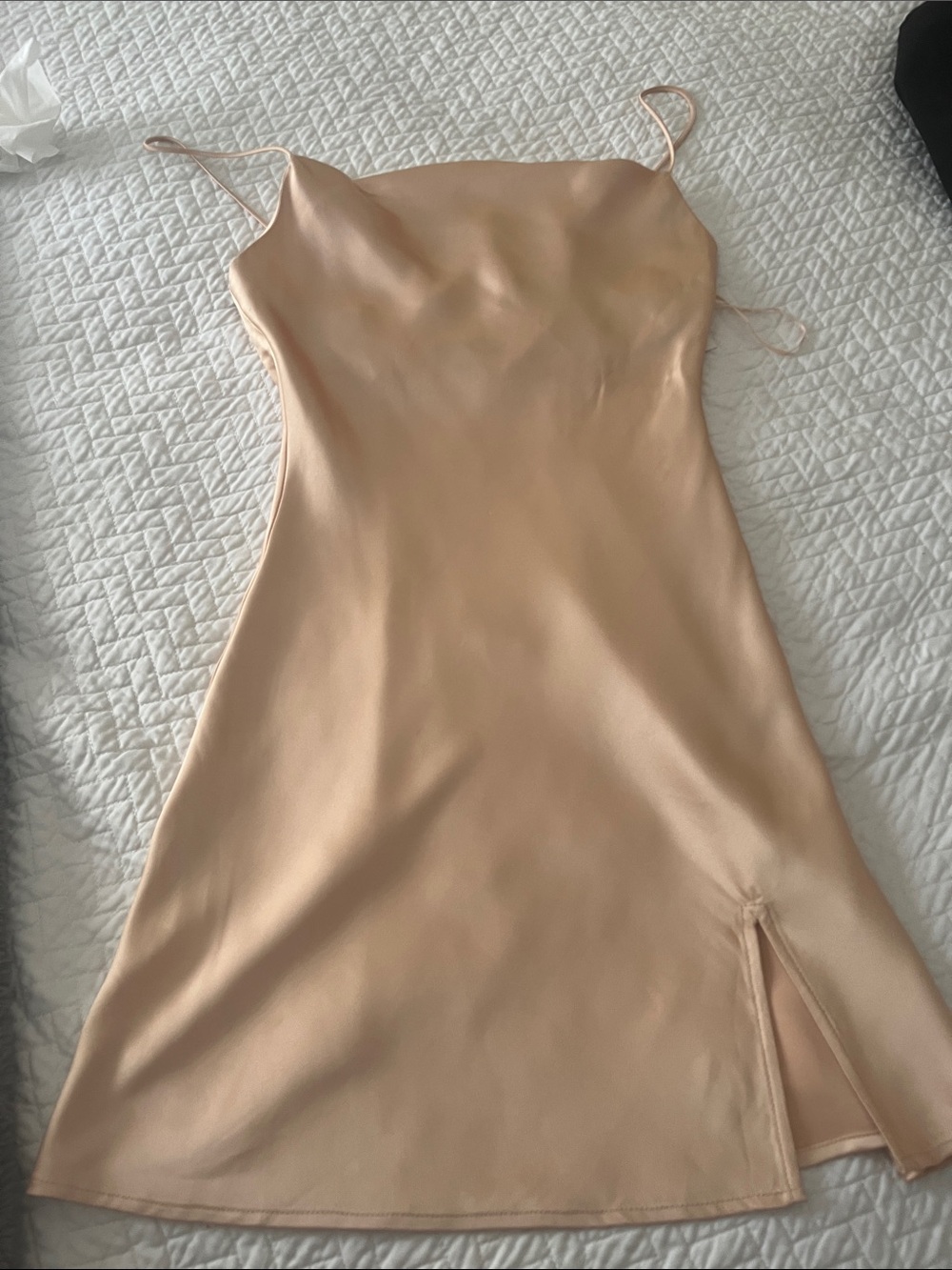 Slip Satin Dress in Blush - Women's Elegant Spaghetti Strap Dress